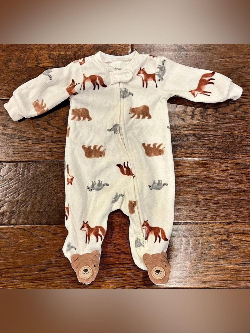 Carter’s Just One You Baby NEWBORN Wildness Animals Fleece with Bear Footed Feet